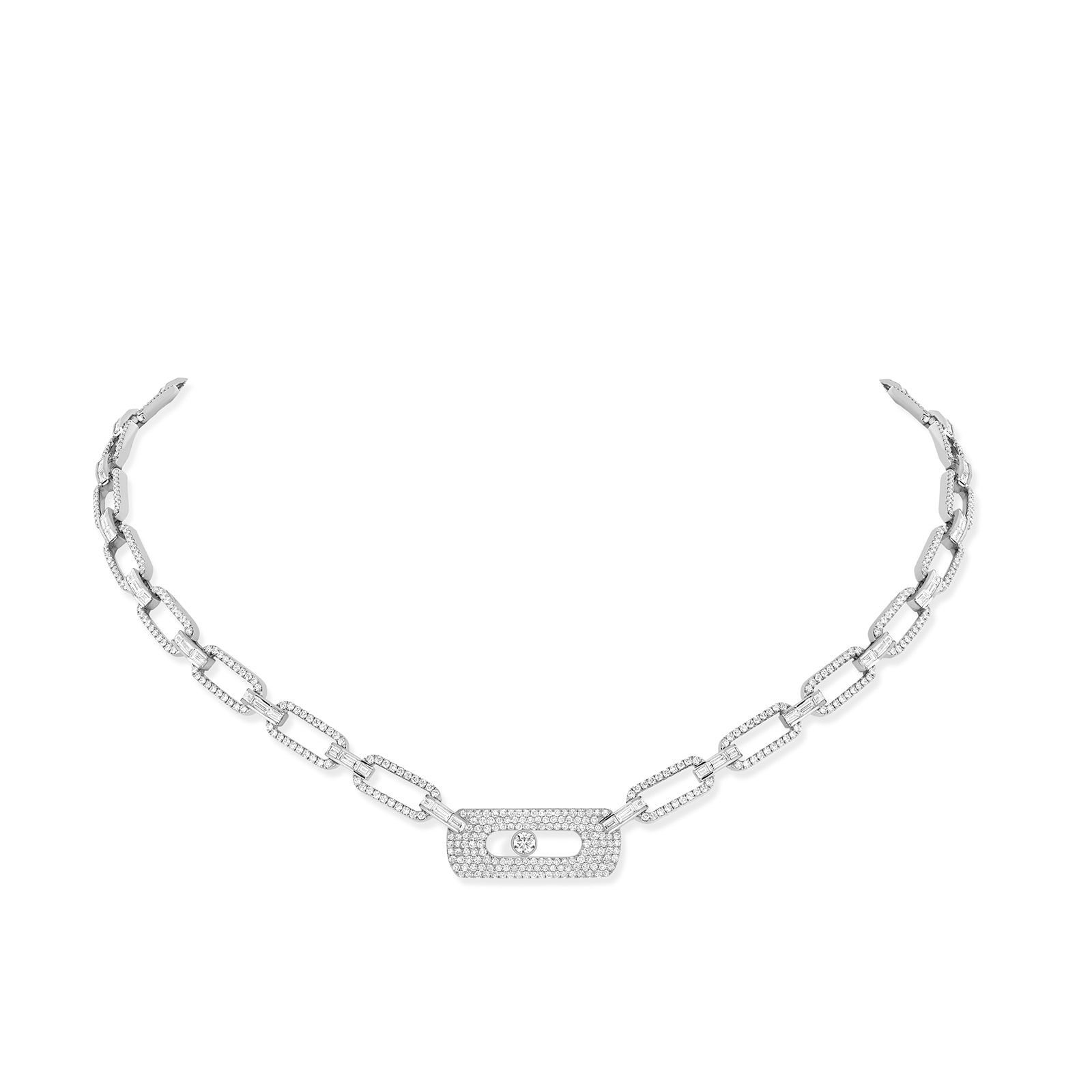Messika 18k White Gold 4.50cttw Pave Diamond Move Uno Curb Necklace Messika 18k White Gold 4.50cttw Pave Diamond Move Uno Curb Necklace