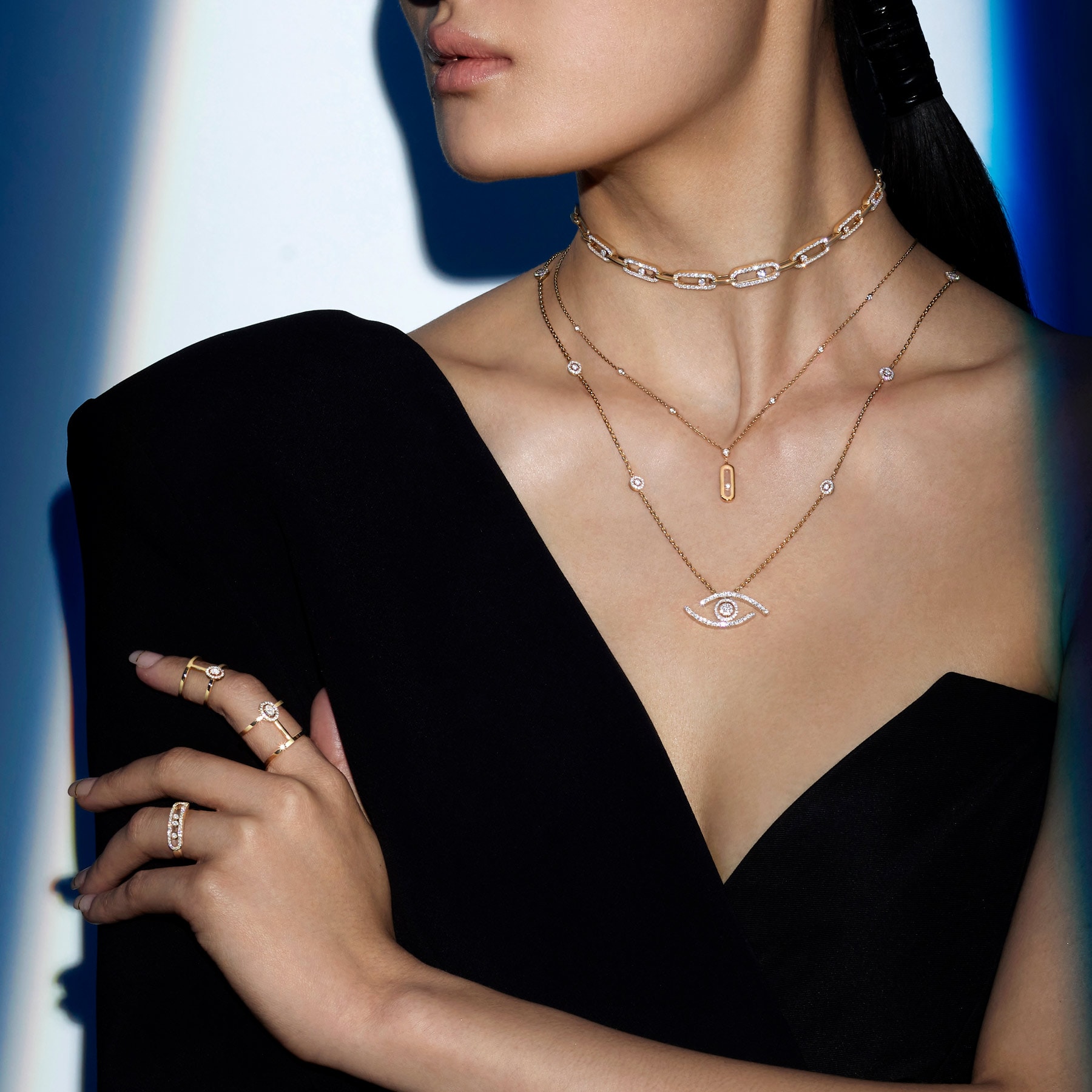 Messika 18k Rose Gold 1.70cttw Diamond Move Uno Multi Choker Necklace Messika 18k Rose Gold 1.70cttw Diamond Move Uno Multi Choker Necklace