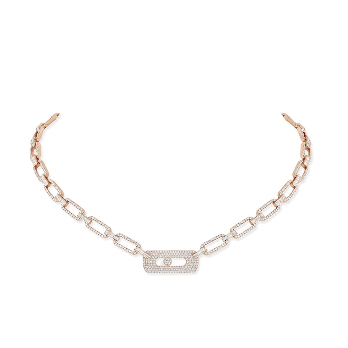 Messika 18k Rose Gold 4.50cttw Pave Diamond Move Uno Curb Necklace