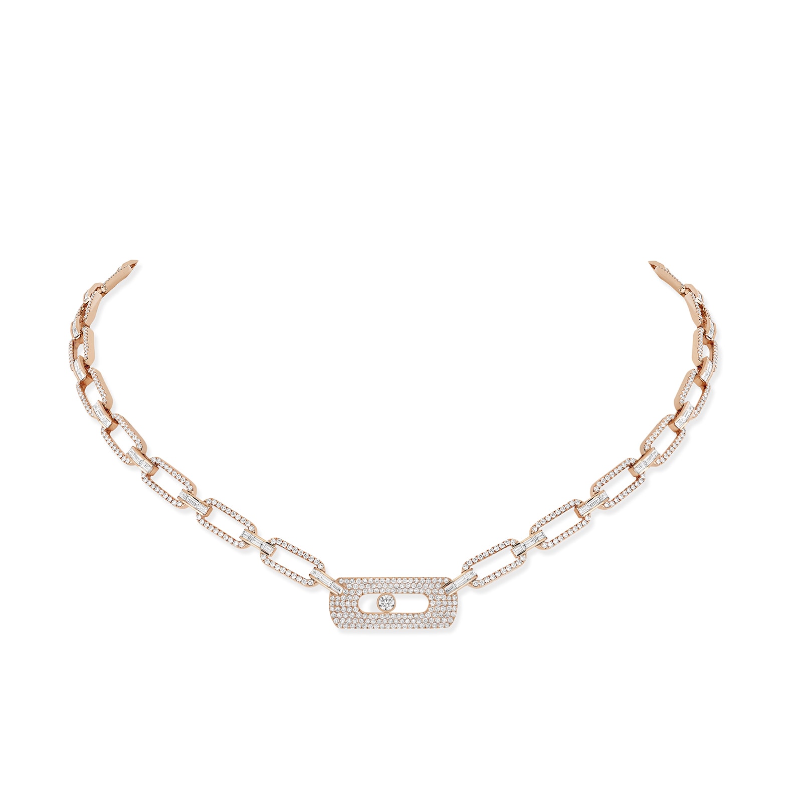 Messika 18k Rose Gold 4.50cttw Pave Diamond Move Uno Curb Necklace Messika 18k Rose Gold 4.50cttw Pave Diamond Move Uno Curb Necklace