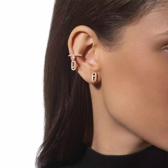 Messika 18K Rose Gold Move Uno Diamond Stud Earrings