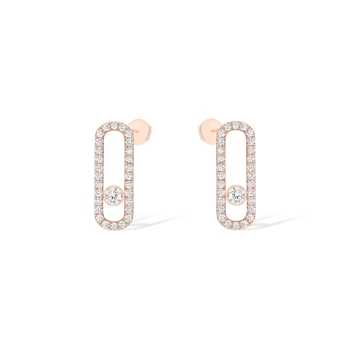 Messika 18k Rose Gold 0.66cttw Diamond Move Uno Stud Earrings