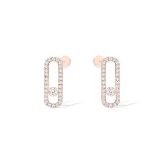Messika 18k Rose Gold 0.66cttw Diamond Move Uno Stud Earrings