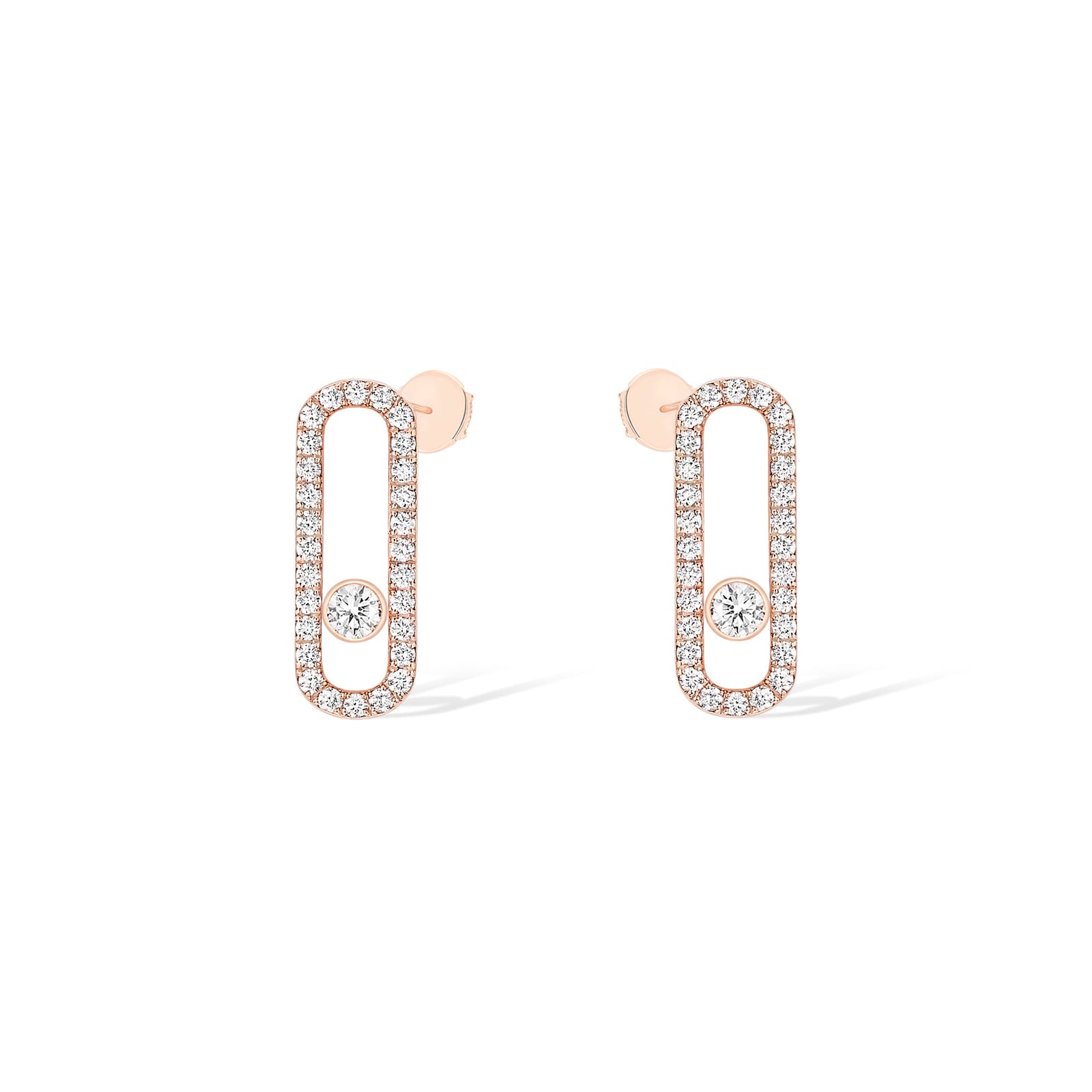 Messika 18k Rose Gold 0.66cttw Diamond Move Uno Stud Earrings