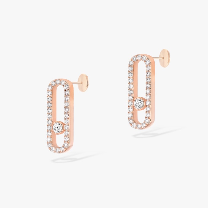 Messika 18k Rose Gold 0.66cttw Diamond Move Uno Stud Earrings