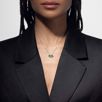 Messika 18k Yellow Gold 0.38cttw Diamond and Malachite Lucky Eye Necklace 45cm Messika 18k Yellow Gold 0.38cttw Diamond and Malachite Lucky Eye Necklace 45cm