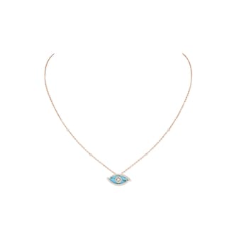 Messika 18k Rose Gold 0.38cttw Diamond and Turquoise Lucky Eye Necklace 45cm