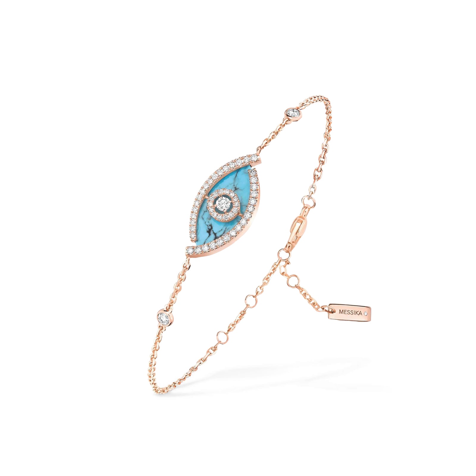 Messika 18k Rose Gold 0.32cttw Diamond and Turquoise Lucky Eye Bracelet Messika 18k Rose Gold 0.32cttw Diamond and Turquoise Lucky Eye Bracelet