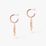 Messika 18k Rose Gold 0.53cttw Diamond and Mother of Pearl Lucky Move Hoop Earrings