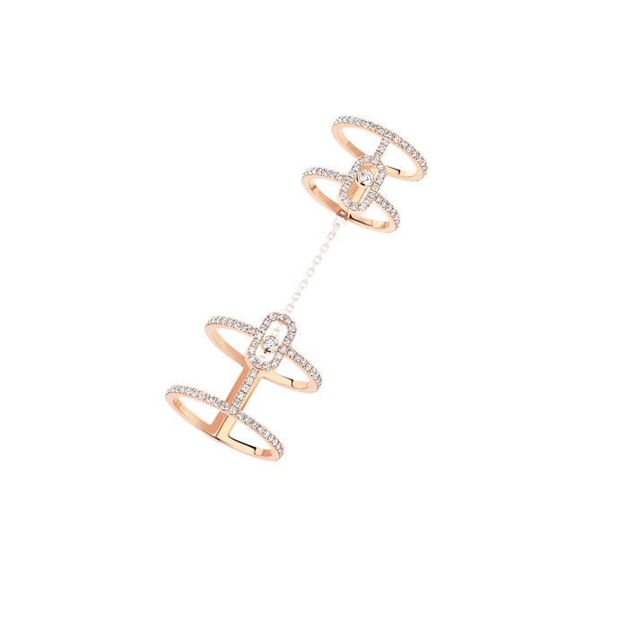 Messika 18k Rose Gold 0.95cttw Diamond Move Uno Double Ring Size 6.75