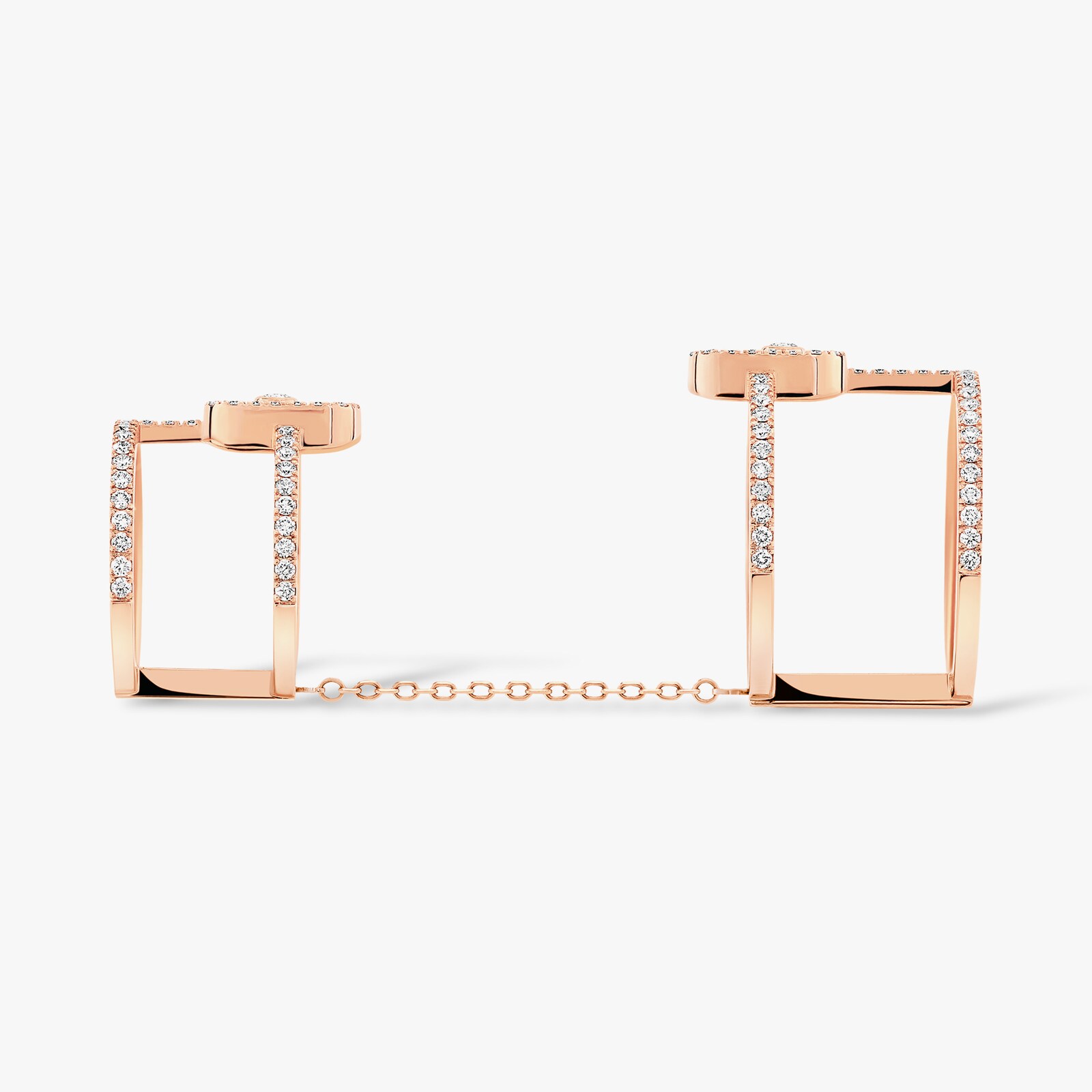 Messika 18k Rose Gold 0.95cttw Diamond Move Uno Double Ring Size 6.75