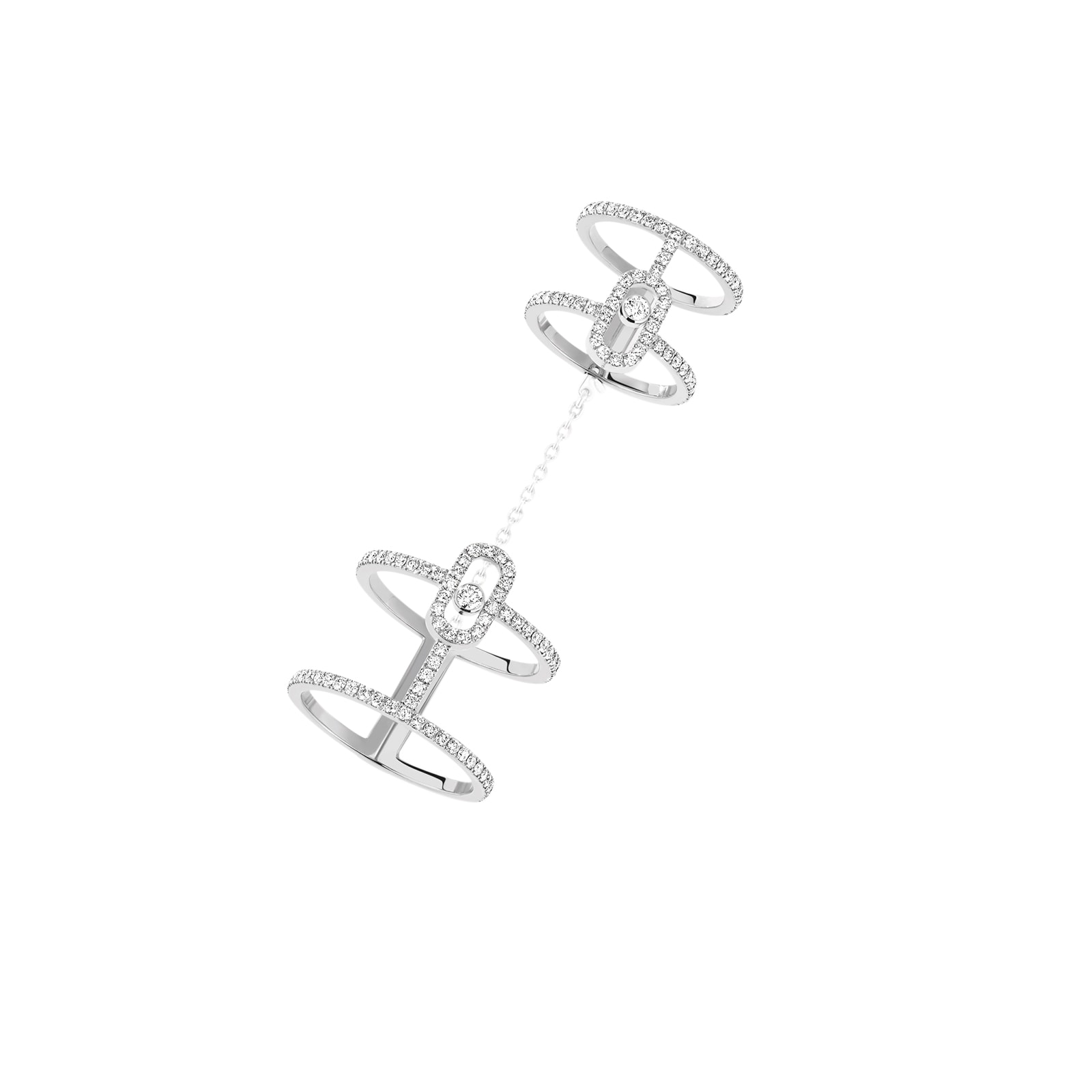 Messika 18k White Gold 0.95cttw Diamond Move Uno Double Ring Size 6.75 Messika 18k White Gold 0.95cttw Diamond Move Uno Double Ring Size 6.75