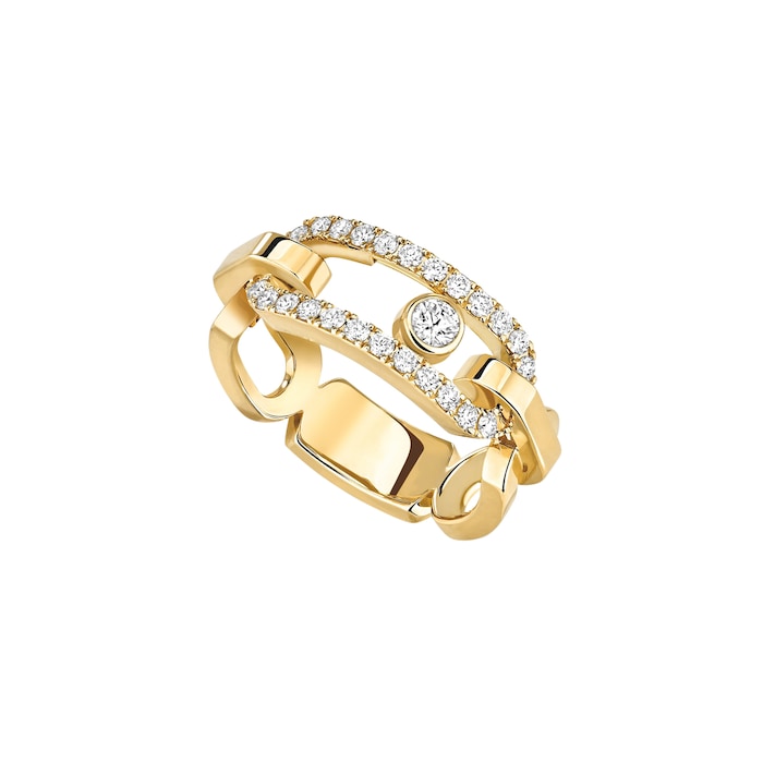 Messika 18k Yellow Gold 0.47ttw Diamond Big Move Link Ring Size 6.75