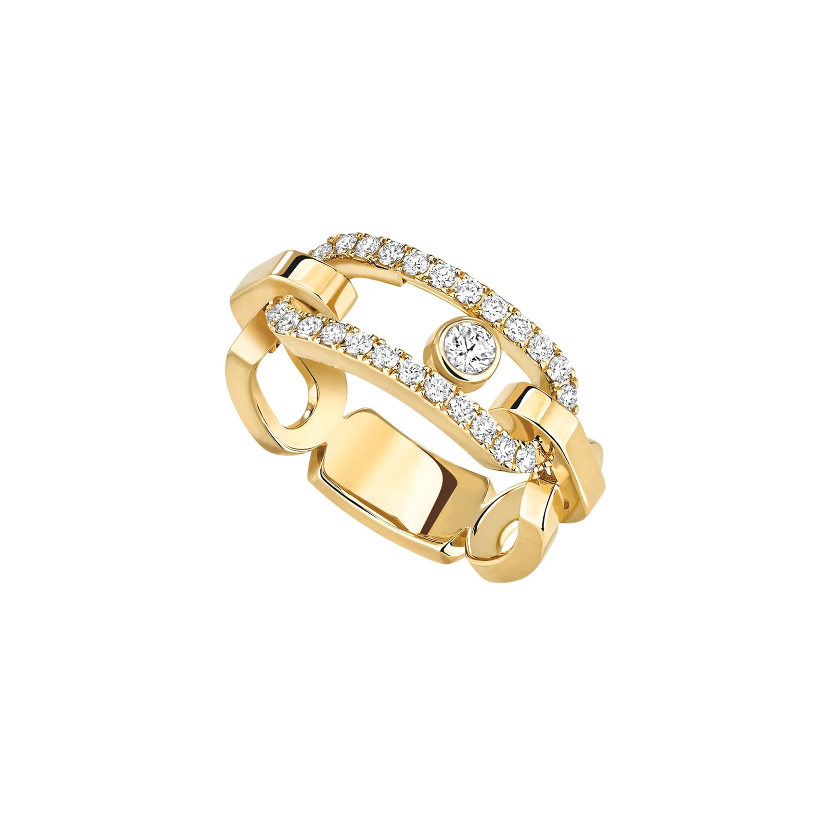 Messika 18k Yellow Gold 0.47ttw Diamond Big Move Link Ring Size 6.75 Messika 18k Yellow Gold 0.47ttw Diamond Big Move Link Ring Size 6.75