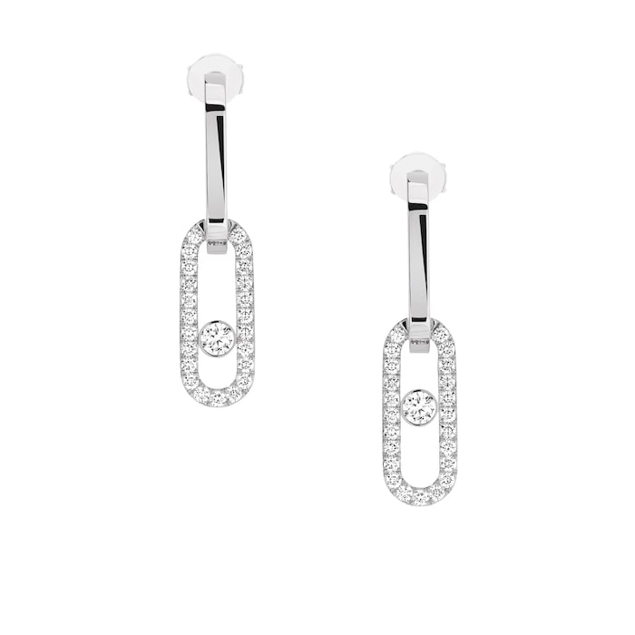 Messika 18k White Gold 0.88cttw Diamond Move Link Drop Earrings