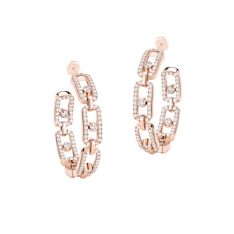 Messika 18k Rose Gold 0.87cttw Diamond Move Link Hoop Earrings