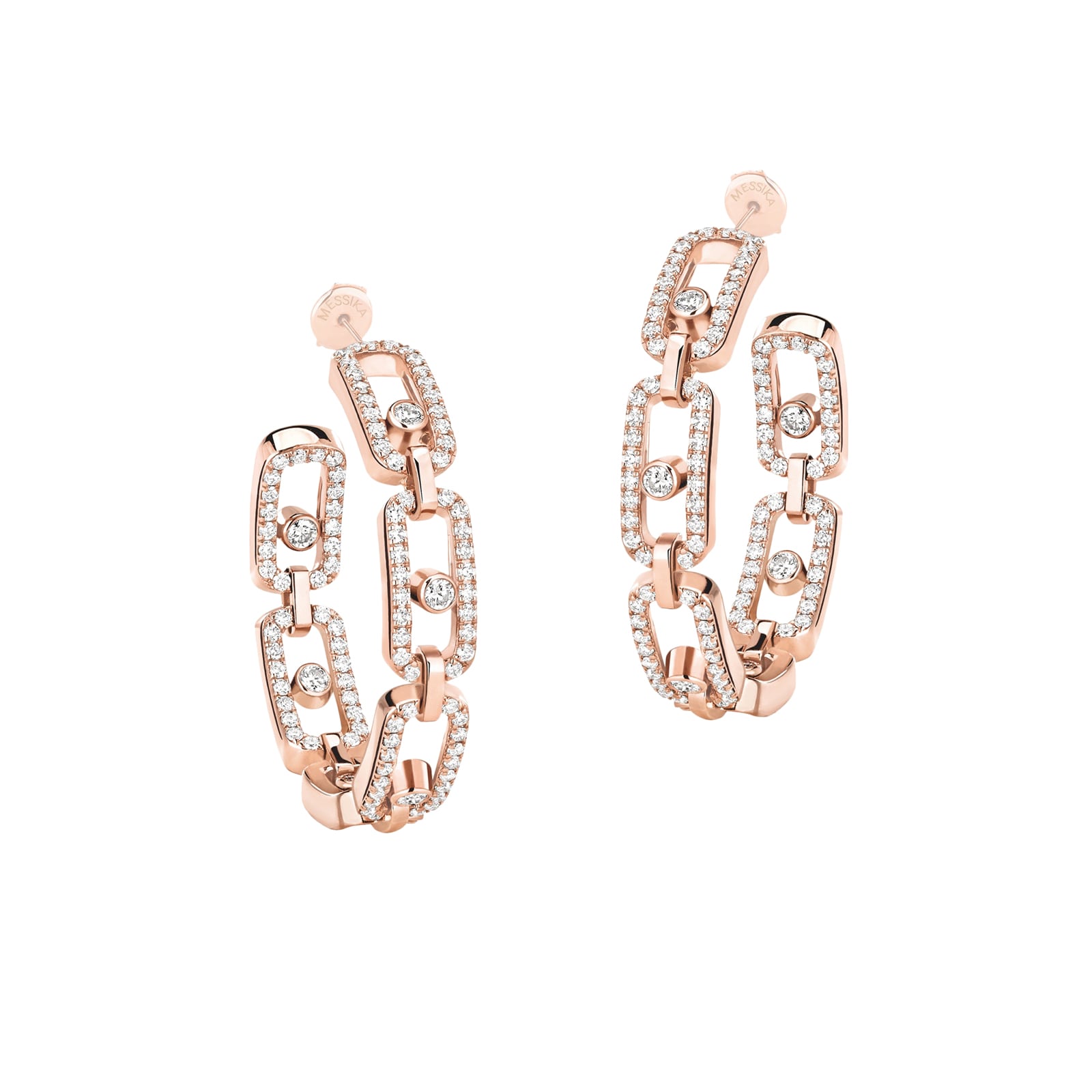 Messika 18k Rose Gold 0.87cttw Diamond Move Link Hoop Earrings