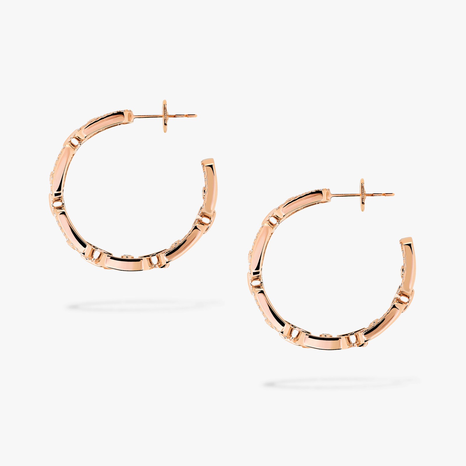 Messika 18k Rose Gold 0.87cttw Diamond Move Link Hoop Earrings