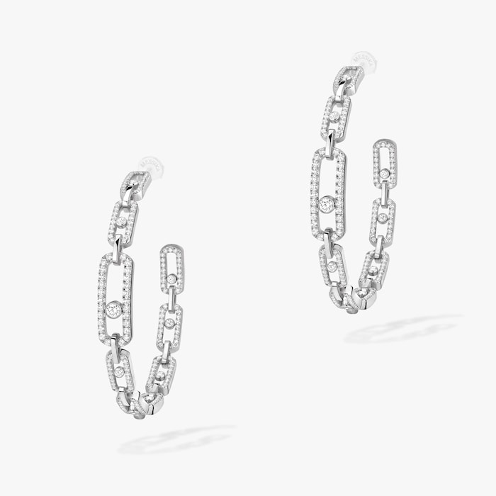 Messika 18k White Gold 2.15cttw Diamond Move Link Hoop Earrings