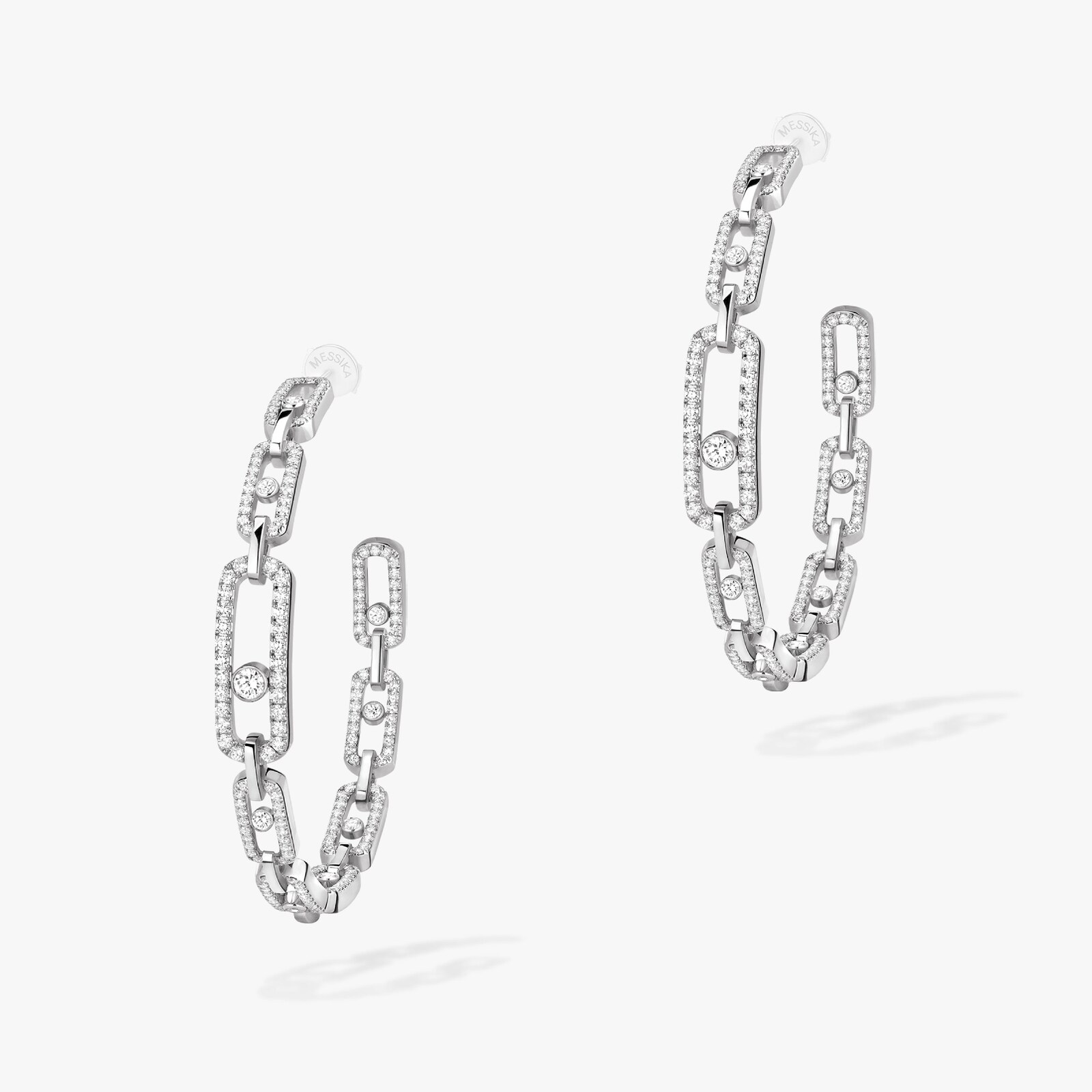 Messika 18k White Gold 2.15cttw Diamond Move Link Hoop Earrings