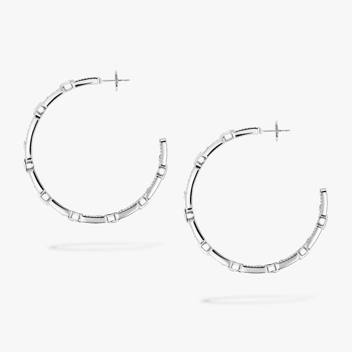 Messika 18k White Gold 2.15cttw Diamond Move Link Hoop Earrings