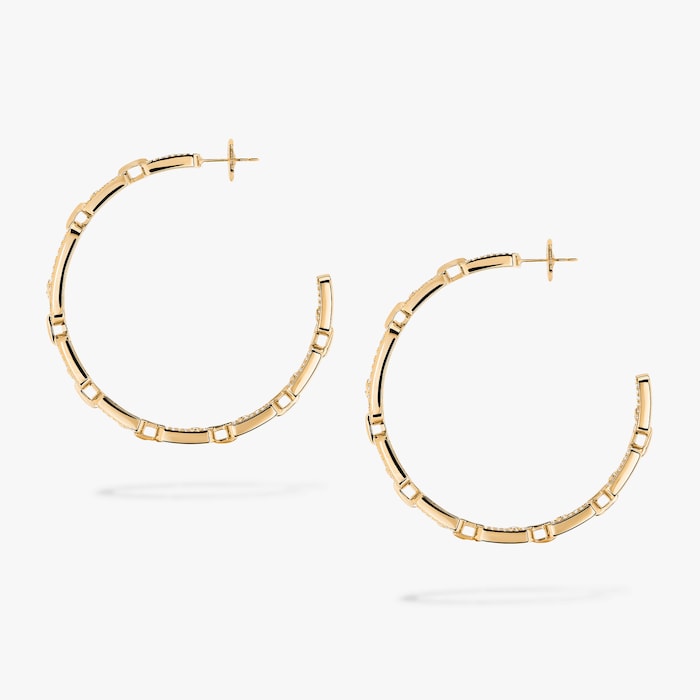 Messika 18k Yellow Gold 2.15cttw Diamond Move Link Hoop Earrings