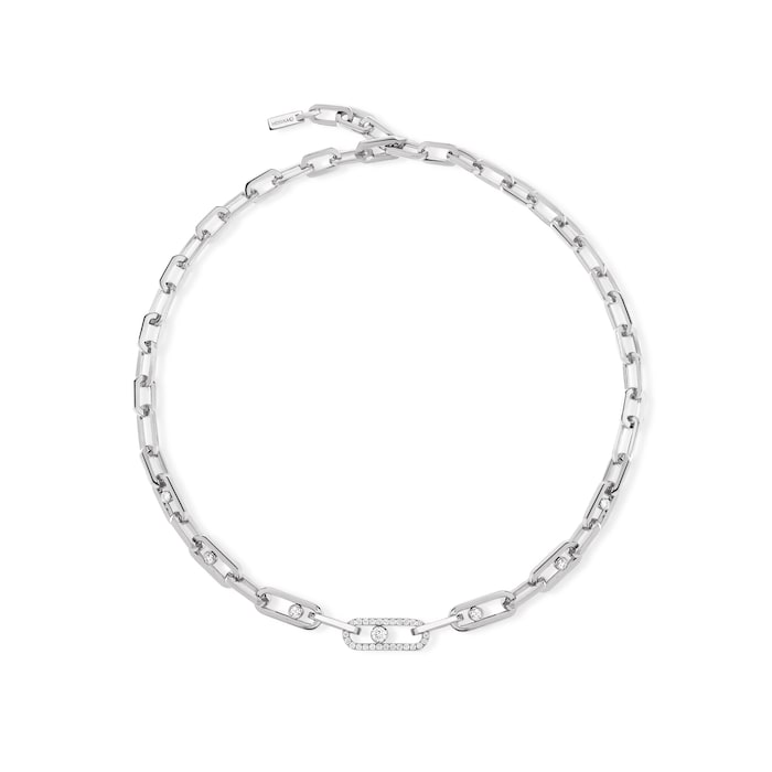 Messika 18k White Gold 1.11cttw Diamond Move Link Necklace 45cm