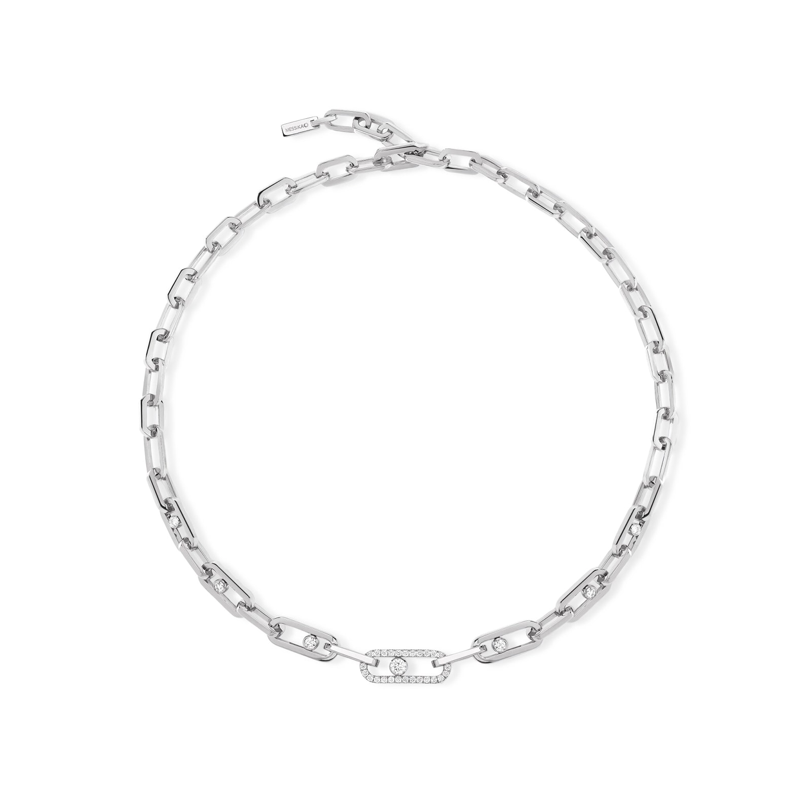 Messika 18k White Gold 1.11cttw Diamond Move Link Necklace 45cm