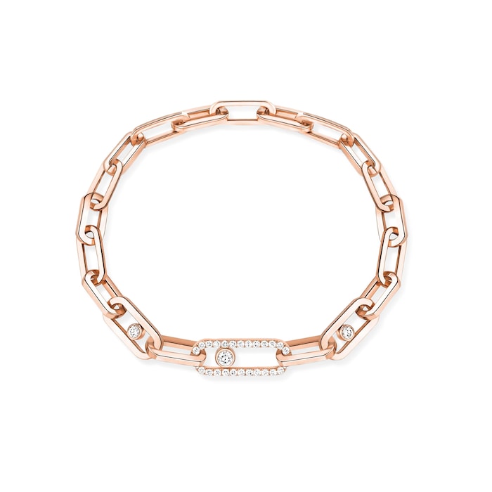 Messika 18k Rose Gold 1.10cttw Diamond Move Link Bracelet 18cm