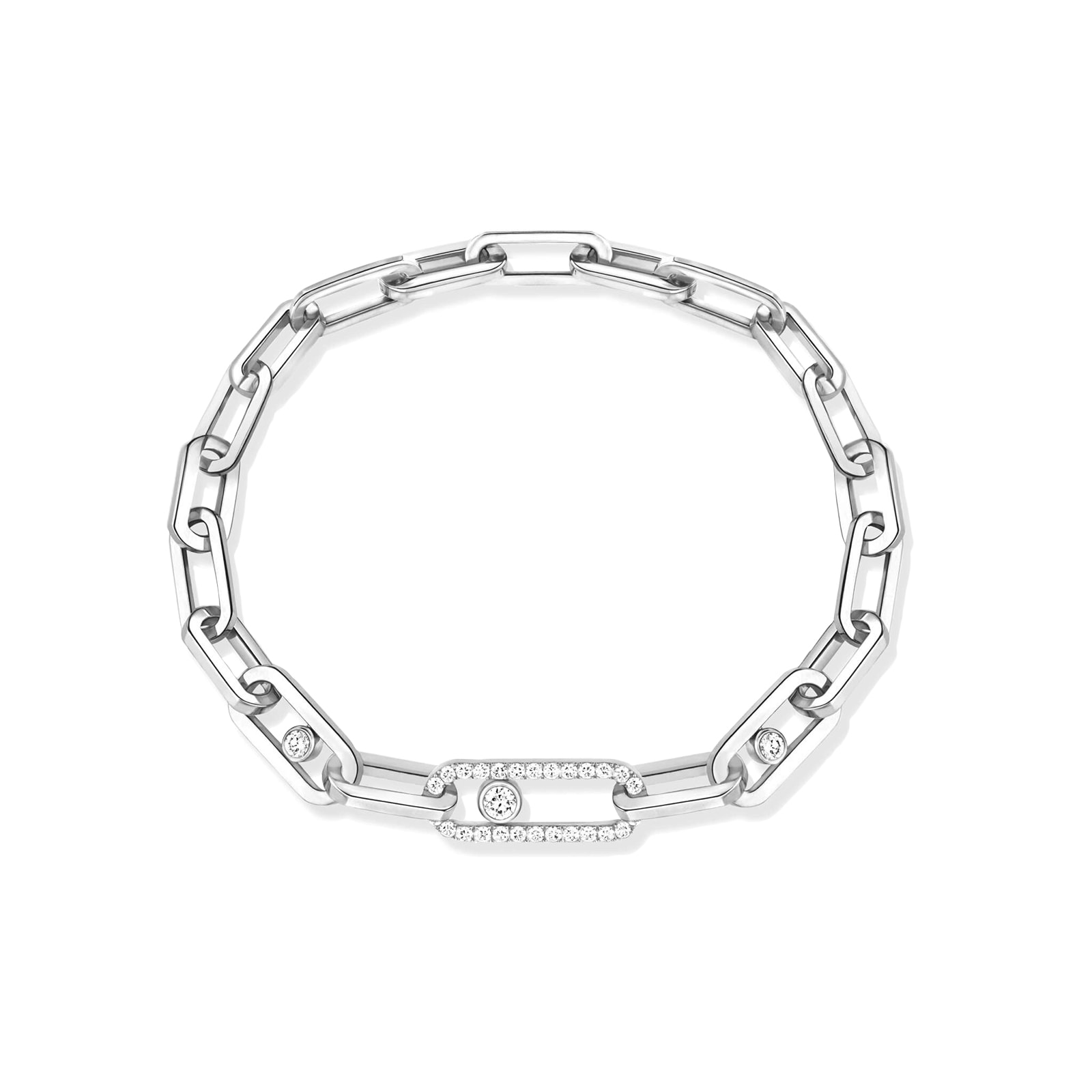 18k White Gold 1.10cttw Diamond Move Link Bracelet 18cm