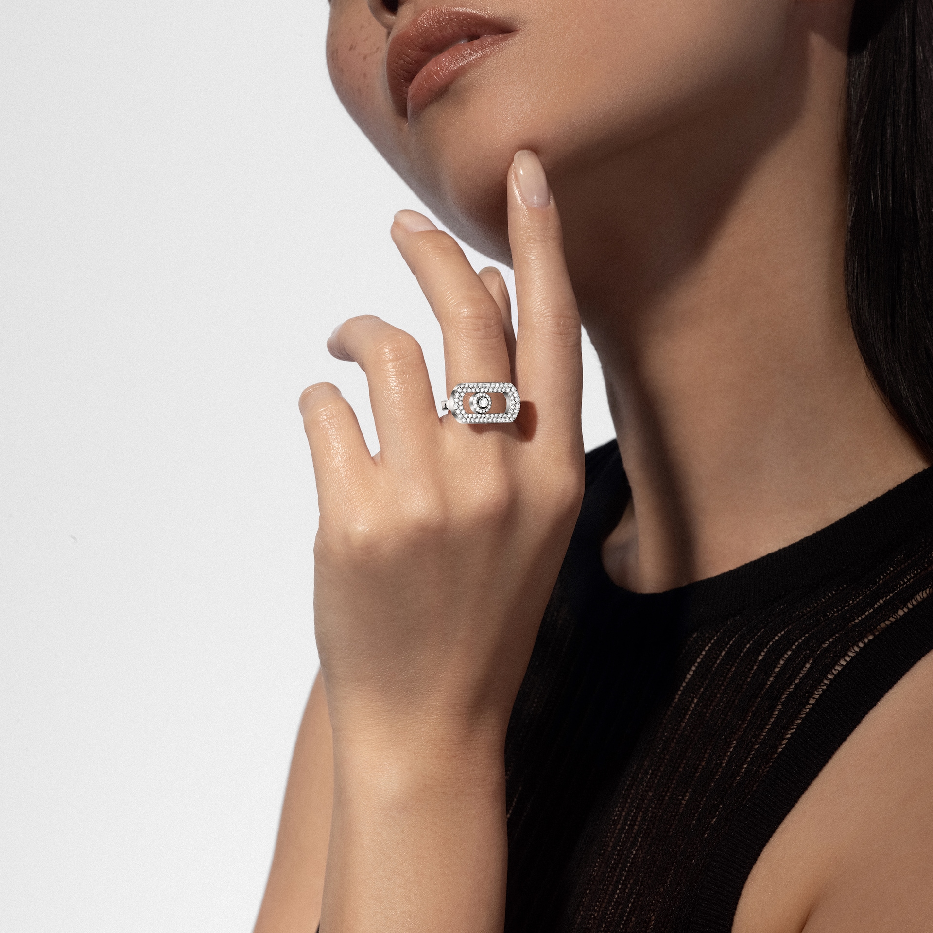 Messika 18k White Gold 0.60cttw Pave Diamond So Move Ring Size 6.75 Messika 18k White Gold 0.60cttw Pave Diamond So Move Ring Size 6.75