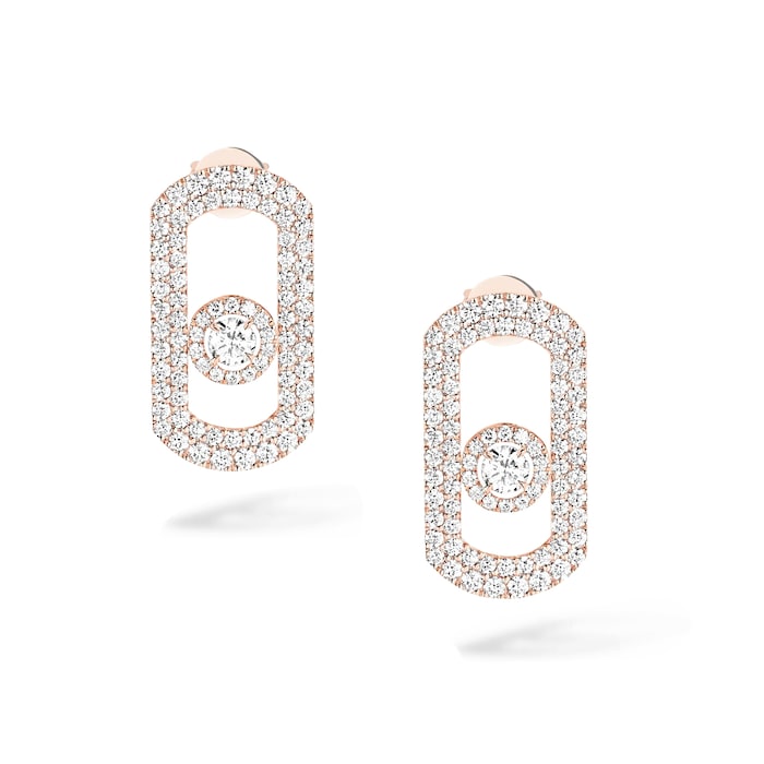 Messika 18k Rose Gold 1.34cttw Pave Diamond So Move Earrings