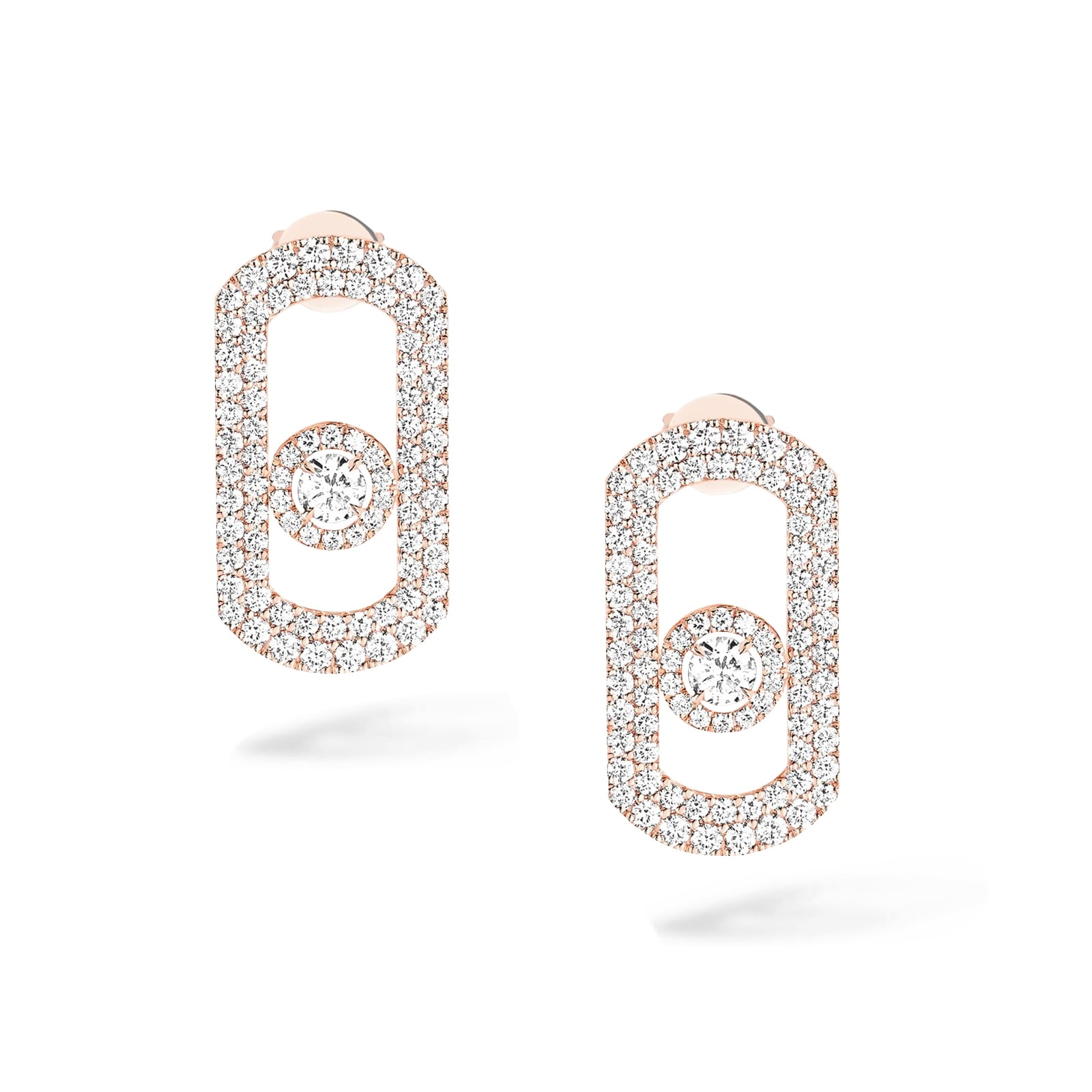 Messika 18k Rose Gold 1.34cttw Pave Diamond So Move Earrings