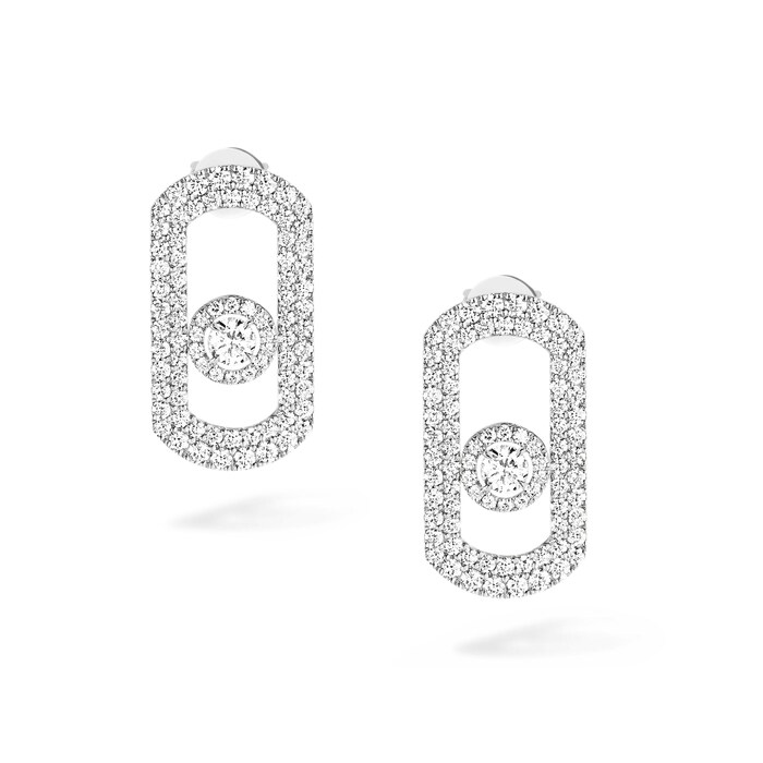 Messika 18k White Gold 1.34cttw Pave Diamond So Move Earrings