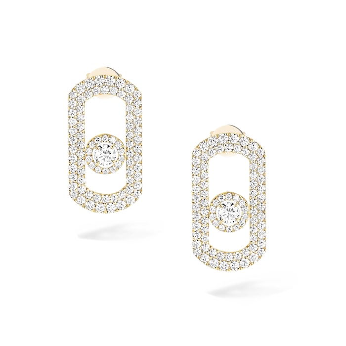 Messika 18k Yellow Gold 1.34cttw Pave Diamond So Move Earrings