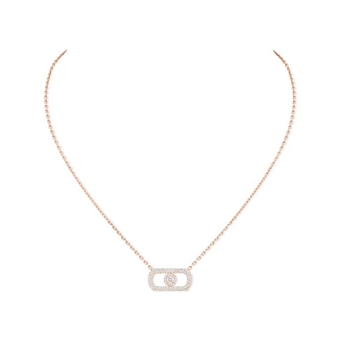 Messika 18k Rose Gold 0.67cttw Pave Diamond So Move Necklace 45cm