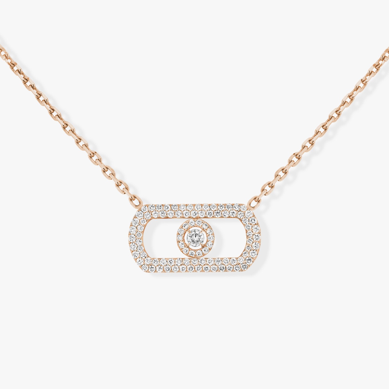 Messika 18k Rose Gold 0.67cttw Pave Diamond So Move Necklace 45cm