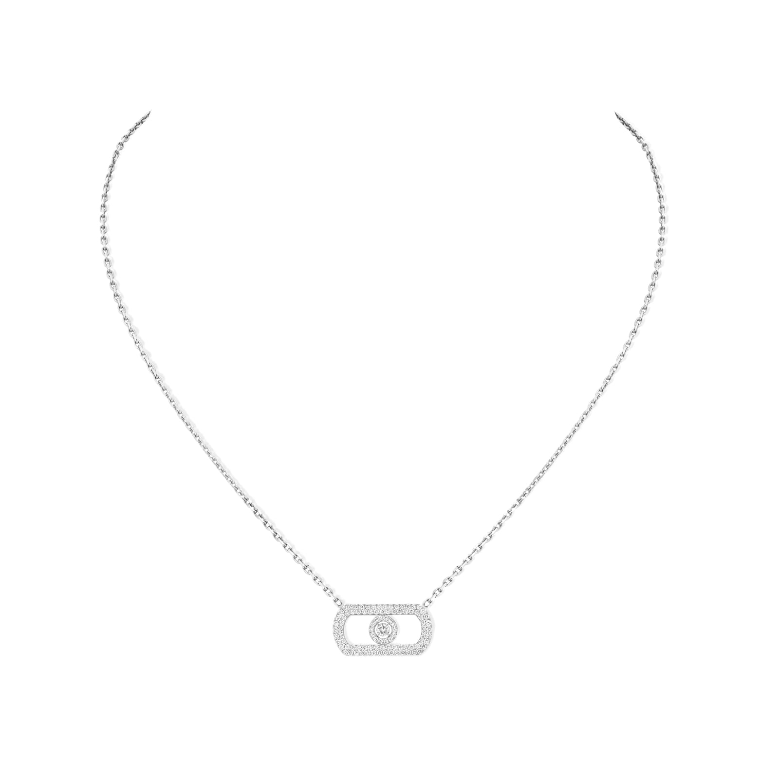 Messika 18k White Gold 0.67cttw Pave Diamond So Move Necklace 45cm Messika 18k White Gold 0.67cttw Pave Diamond So Move Necklace 45cm