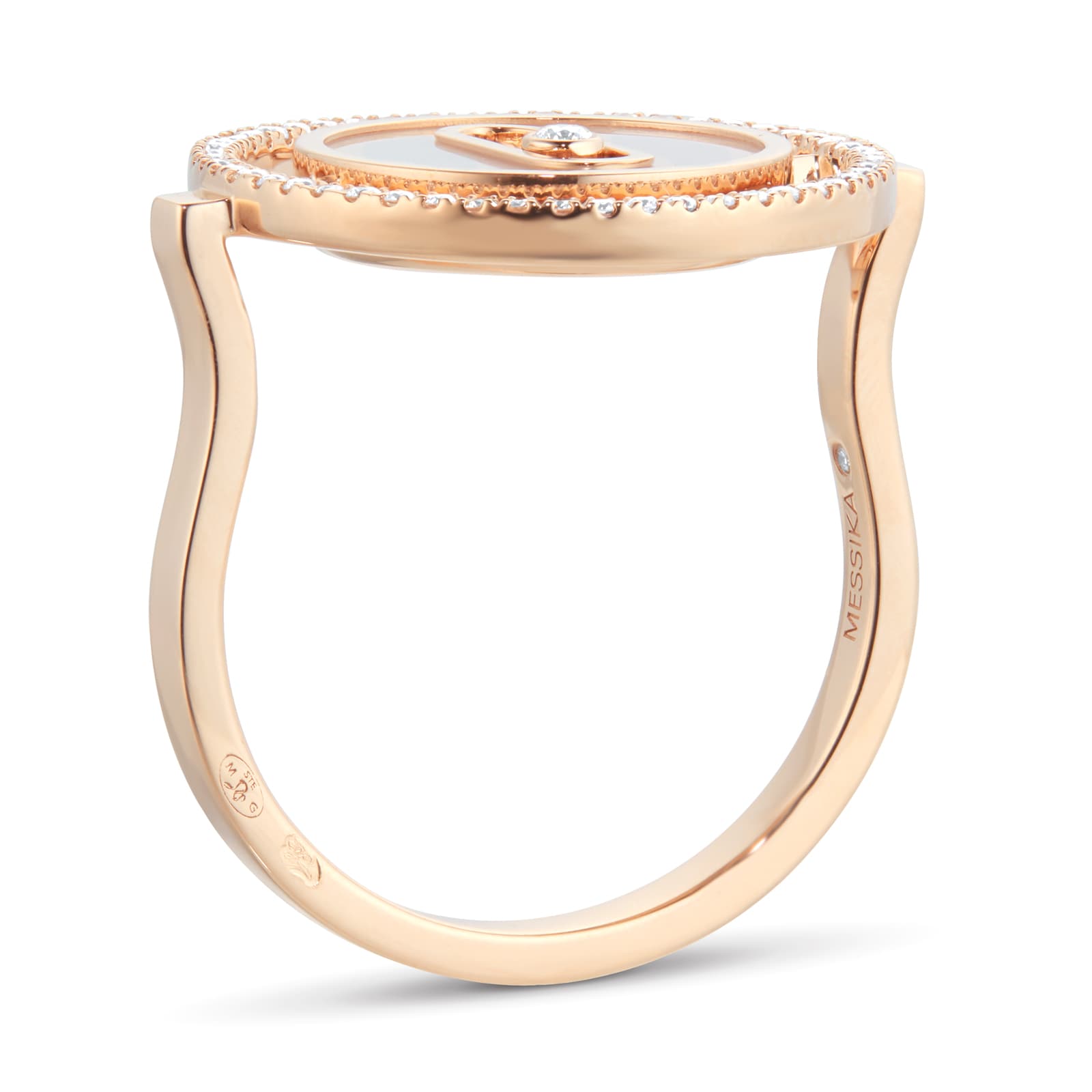 Messika 18ct Rose Gold Lucky Move 0.15cttw Diamond Mother of Pearl Ring Messika 18ct Rose Gold Lucky Move 0.15cttw Diamond Mother of Pearl Ring