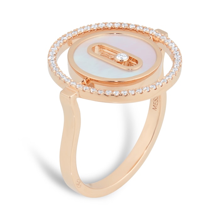 Messika 18ct Rose Gold Lucky Move 0.15cttw Diamond Mother of Pearl Ring