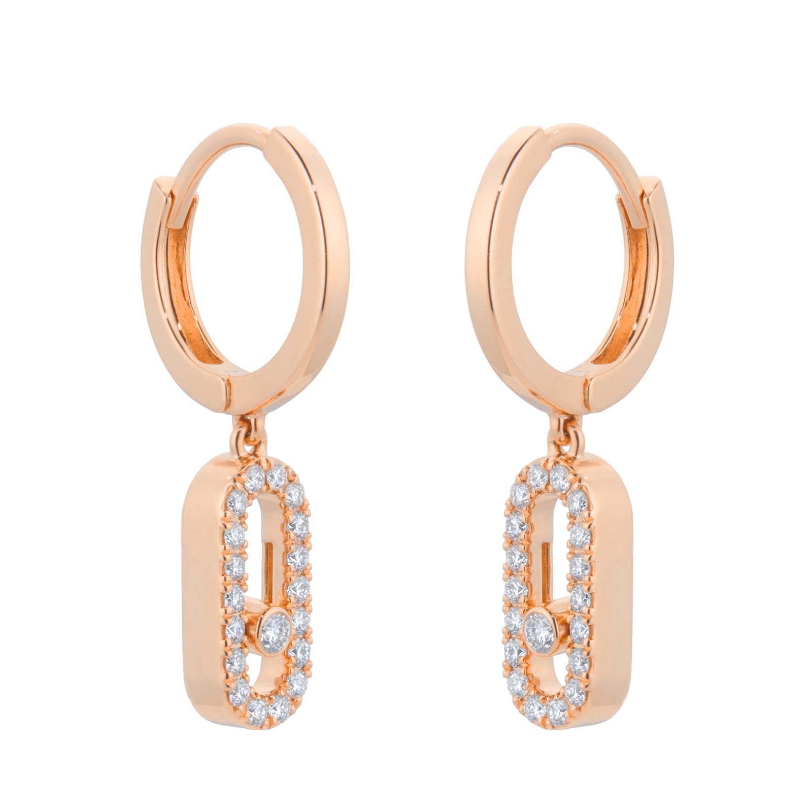 18ct Rose Gold Move Uno 0.19cttw Diamond Drop Earrings