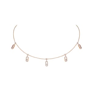 Messika 18ct Rose Gold Move Uno 0.61cttw Diamond Pave Drop Pendant Choker
