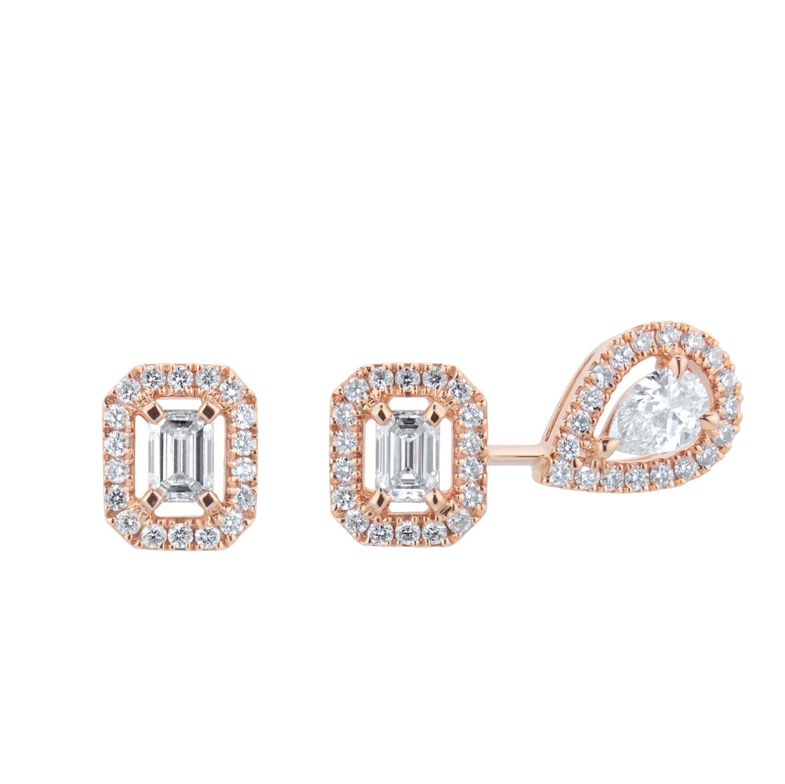 Messika 18ct Rose Gold My Twin 0.44cttw Asymmetric Stud Earrings Messika 18ct Rose Gold My Twin 0.44cttw Asymmetric Stud Earrings