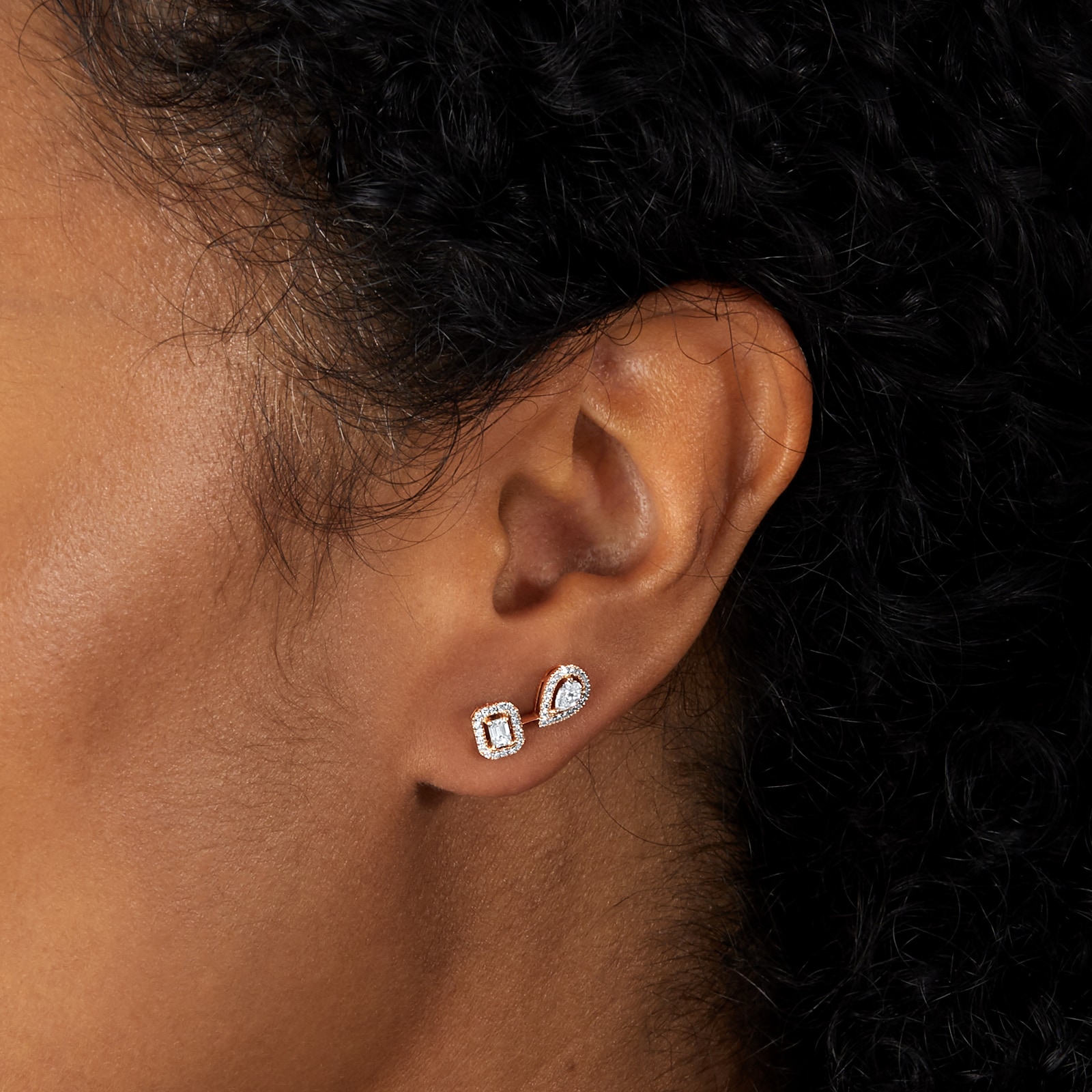 Messika 18ct Rose Gold My Twin 0.44cttw Asymmetric Stud Earrings Messika 18ct Rose Gold My Twin 0.44cttw Asymmetric Stud Earrings