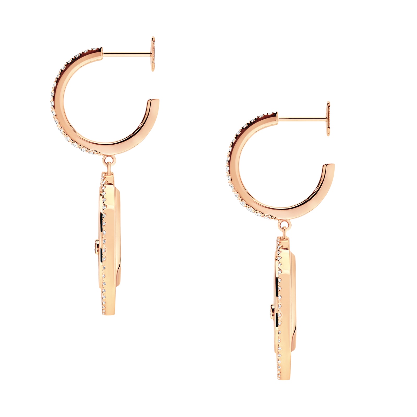 Messika 18ct Rose Gold Lucky Move 0.56cttw Diamond Mother of Pearl Hoop Earrings Messika 18ct Rose Gold Lucky Move 0.56cttw Diamond Mother of Pearl Hoop Earrings