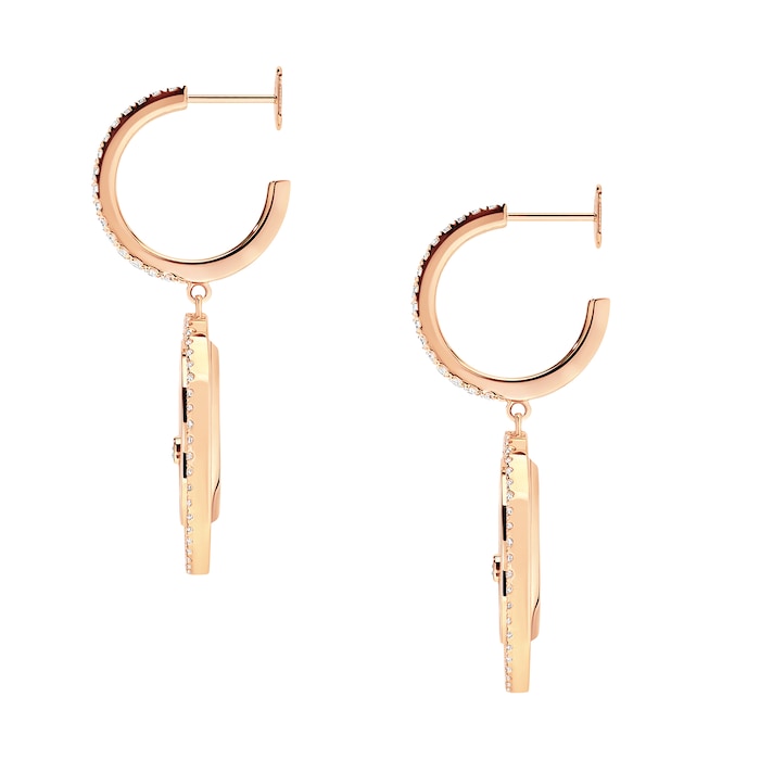 Messika 18ct Rose Gold Lucky Move 0.56cttw Diamond Mother of Pearl Hoop Earrings