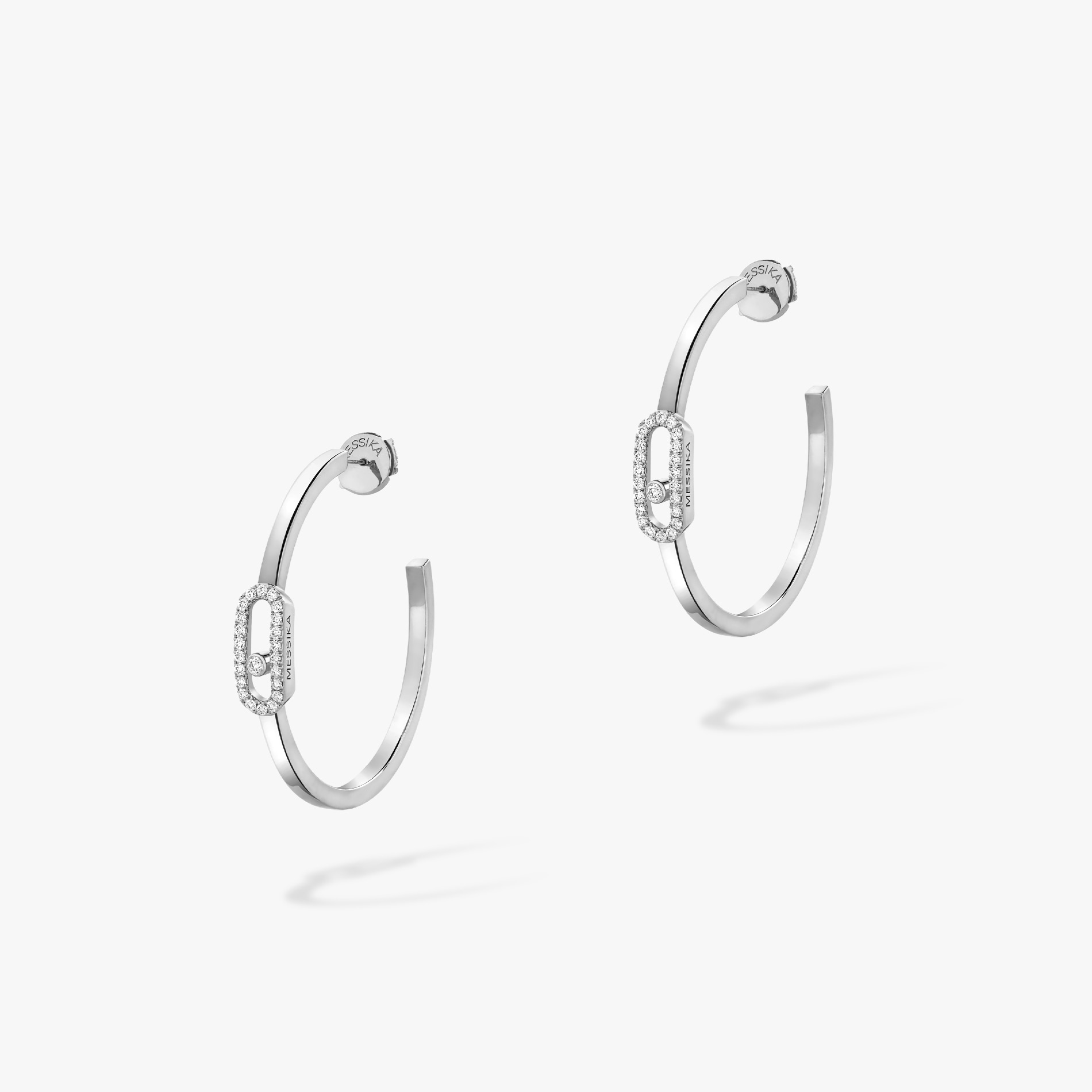 18k White Gold 0.29cttw Diamond Move Uno Small Hoop Earrings