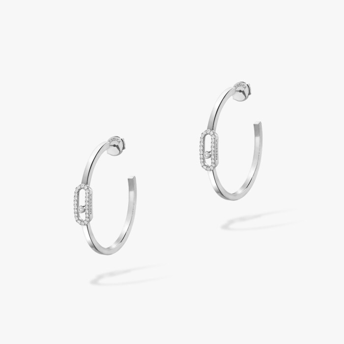 Messika 18k White Gold 0.29cttw Diamond Move Uno Small Hoop Earrings