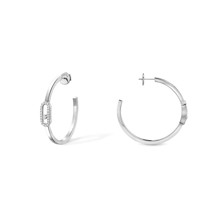 Messika 18k White Gold 0.29cttw Diamond Move Uno Small Hoop Earrings