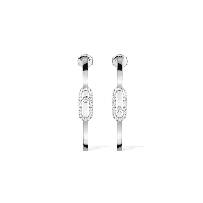 Messika 18k White Gold 0.29cttw Diamond Move Uno Small Hoop Earrings